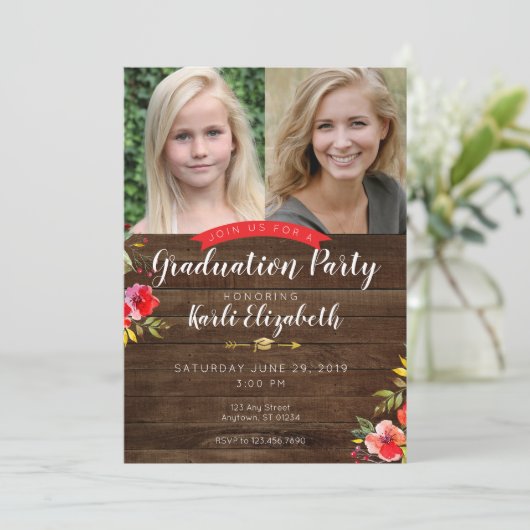 Rustikale Blütenschülerparade für Mädchen Einladun Ankündigung (Stehend Vorderseite)