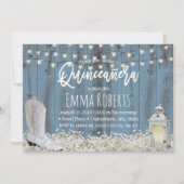 Rustikale Blütenstaub Blue Quinceanera 15. Geburts Einladung (Vorderseite)