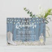 Rustikale Blütenstaub Blue Quinceanera 15. Geburts Einladung (Stehend Vorderseite)