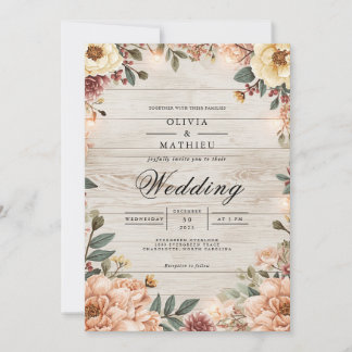 Rustikale Blütenweisskulisse Einladung