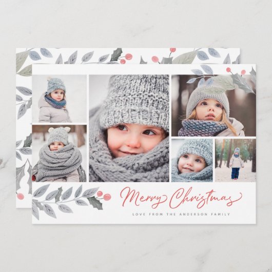 Rustikale Blütenwelt Frohe Weihnachten Multi-Foto (Vorne/Hinten)