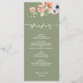 Rustikale Blütenzeit Grüne flache Hochzeit Menükarte (Vorderseite)