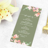 Rustikale Blütenzeit Grüne flache Hochzeit Menükarte