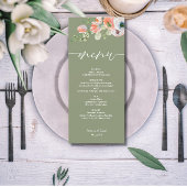 Rustikale Blütenzeit Grüne flache Hochzeit Menükarte