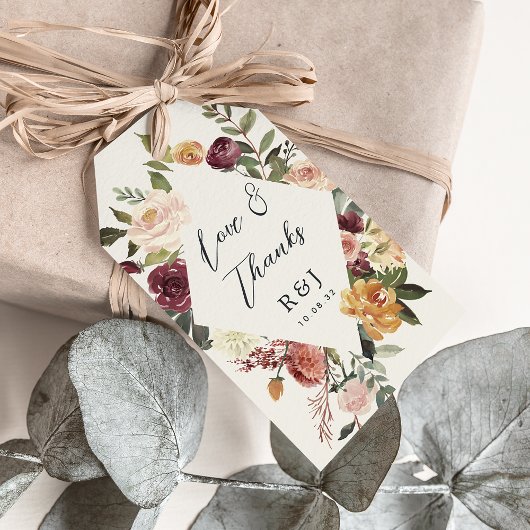 Rustikale blutfarbene Gastgeschenk Hochzeit Geschenkanhänger