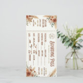 Rustikale Boarding Pass Save-the-Date Hochzeitskar Save The Date (Stehend Vorderseite)