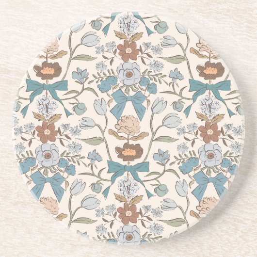 Rustikale Bogen und Blüten Blau Getränkeuntersetzer (Vorne)