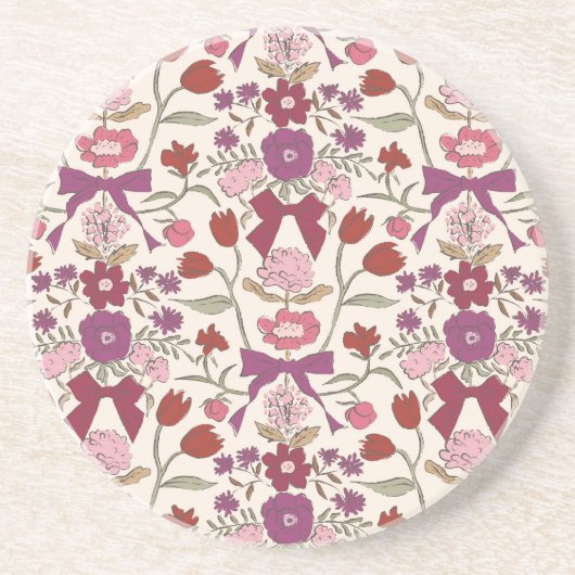 Rustikale Bögen und Blüten Magenta Getränkeuntersetzer (Vorne)