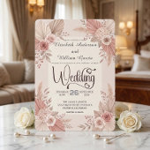 Rustikale Boheme-Hochzeit in Rosa mit Staub-Effekt Einladung