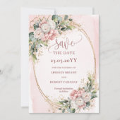 Rustikale Bohemian Hellrosa Blumen Save The Date (Vorderseite)