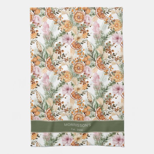 Rustikale bohemianische Weihnachtszeit Geschirrtuch (Vertikal)