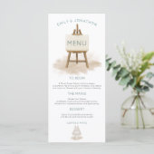 Rustikale Bohemisch Cake Illustration Hochzeit Menükarte (Stehend Vorderseite)