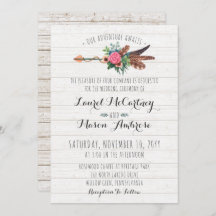 Rustikale Bohemisch Feathers Arrow Hochzeit Einlad