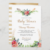 Rustikale Bohemisch florale Wasserfarben Kinderdus Einladung (Vorne/Hinten)