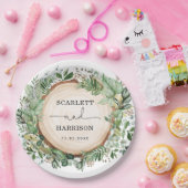 Rustikale Bohemisch Gartengrüne Botanische Hochzei Pappteller (Party)