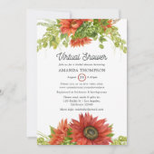 Rustikale Bohemisch Red Sunflower Virtual Dusche Einladung (Vorderseite)