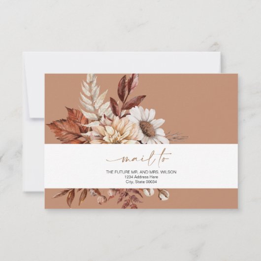 Rustikale Bohemisch Terracotta Herbst UAWG Einladung (Rückseite)