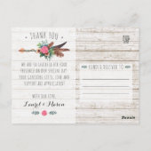 Rustikale Bohemische Arrow-Hochzeit Vielen Dank Fo Postkarte (Rückseite)