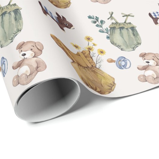 Rustikale Bohemische Babykleidung Geschlecht neutr Geschenkpapier (Rolleneckpunkt)