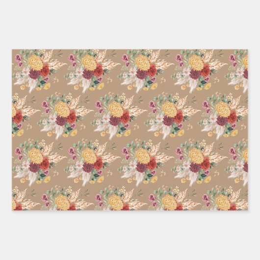 Rustikale Bohemische Blume Pampas Gras Grüne Geschenkpapier Set (Vorderseite 3)