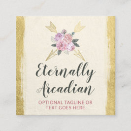 Rustikale Bohemische Blumenpfeile Gold Boho Social Quadratische Visitenkarte