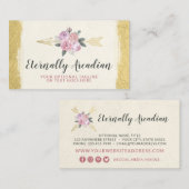 Rustikale Bohemische Blumenpfeile Gold Boho Social Visitenkarte (Vorne/Hinten)