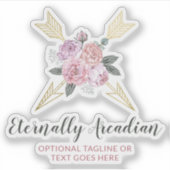 Rustikale Bohemische Blumenpfeile Rosa Boho Logo Aufkleber (Vorderseite)