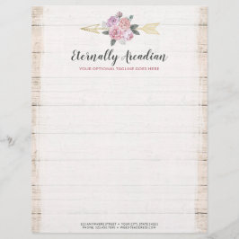 Rustikale Bohemische Blumenpfeile Rosa Rosa Boho Briefbogen