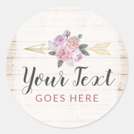 Rustikale Bohemische Blumenpfeile Rosa Rosa Boho Runder Aufkleber