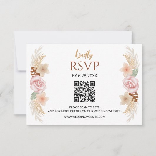 Rustikale Bohemische Blumenzitterung RSVP-Karte RSVP Karte (Vorderseite)