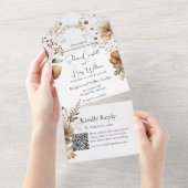 Rustikale Bohemische Herbst/Herbst QR-Hochzeit All In One Einladung (Abreißen)