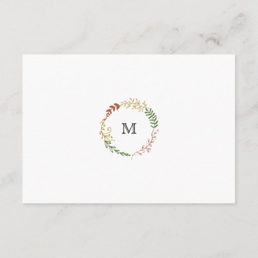 Rustikale Bohemische Herbstblumenzeremonie Begleitkarte (Rückseite)