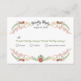 Rustikale Bohemische Herbstblumenzeremonie RSVP Karte