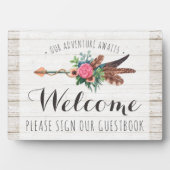 Rustikale Bohemische Hochzeit Begrüßung Gästebuchs Fotoplatte (Vorderseite)