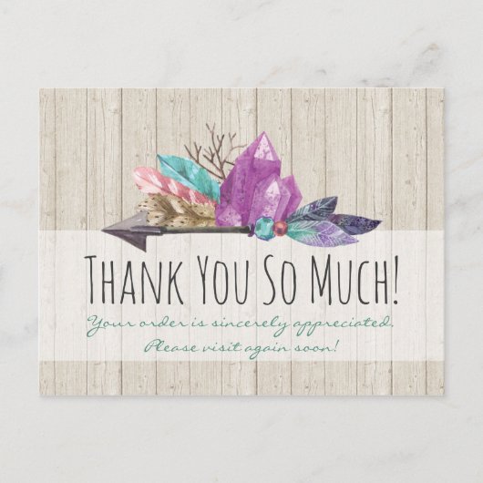 Rustikale Bohemische Kristalle & Arrow Wasserfarbe Postkarte (Vorderseite)