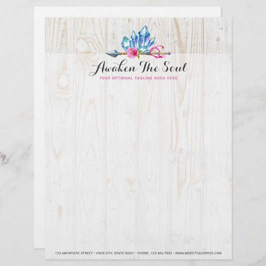 Rustikale Bohemische Kristallsteine und Arrow Wass Briefbogen (Vorne/Hinten)