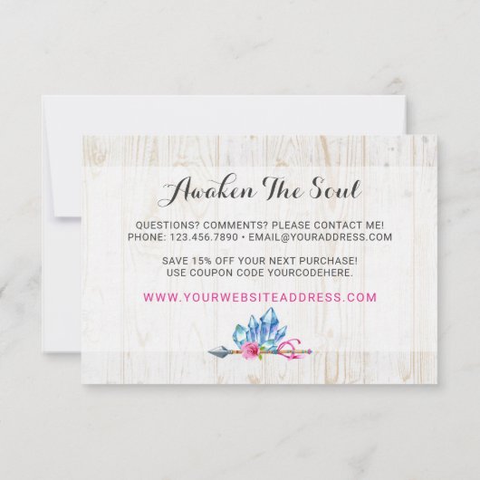 Rustikale Bohemische Kristallwaren & Arrow Vielen  Dankeskarte (Rückseite)