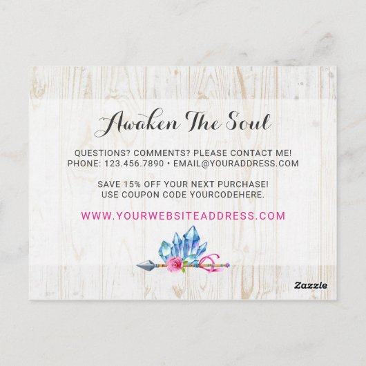 Rustikale Bohemische Kristallwaren & Arrow Vielen  Postkarte (Rückseite)