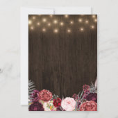 Rustikale Bohemische Marsala Peony Wedding Einladu Einladung (Rückseite)