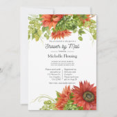 Rustikale Bohemische Rote Sonnenblumendusche per M Einladung (Vorderseite)