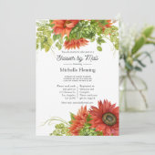 Rustikale Bohemische Rote Sonnenblumendusche per M Einladung (Stehend Vorderseite)