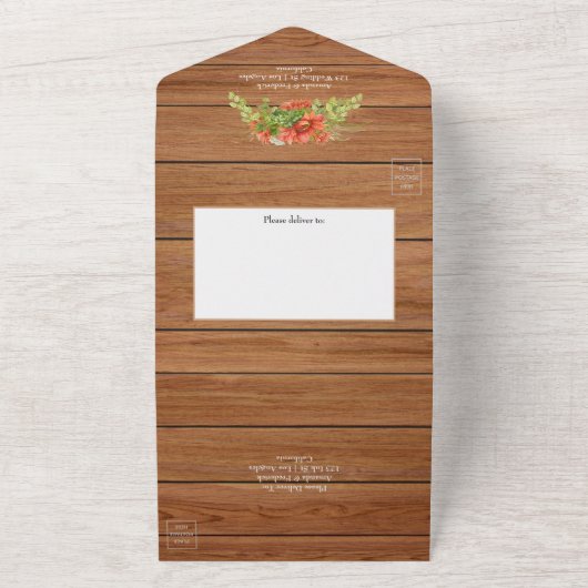 Rustikale Bohemische Rotweinblumen vermischen sich All In One Einladung (Außenbereich)