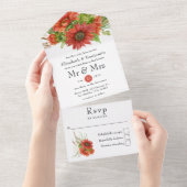 Rustikale Bohemische Rotweinblumen vermischen sich All In One Einladung (Abreißen)