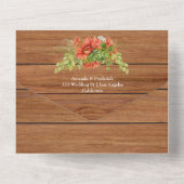 Rustikale Bohemische Rotweinblumen vermischen sich All In One Einladung (Rückseite)