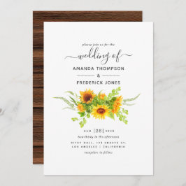 Rustikale Bohemische Sonnenblumen Hochzeit Einladung