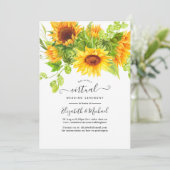 Rustikale Bohemische Sonnenblumen Online Virtual W Einladung (Stehend Vorderseite)