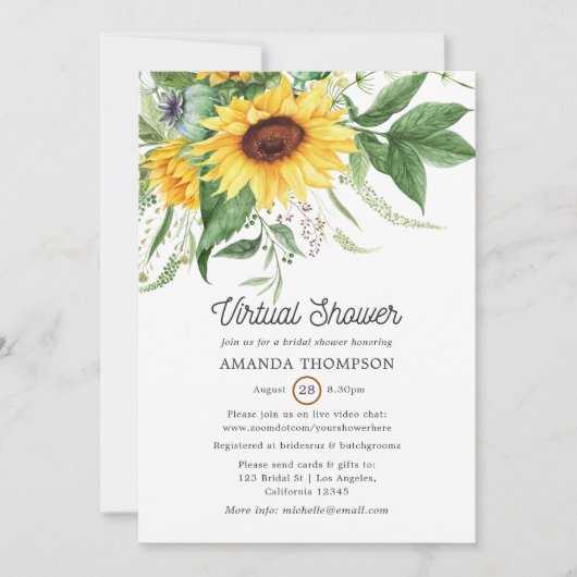 Rustikale Bohemische Sonnenblumendusche Einladung (Vorderseite)