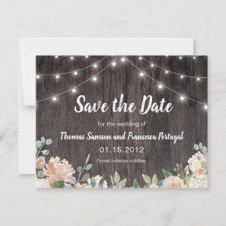 Rustikale Bohemische String Lights Save the Date f