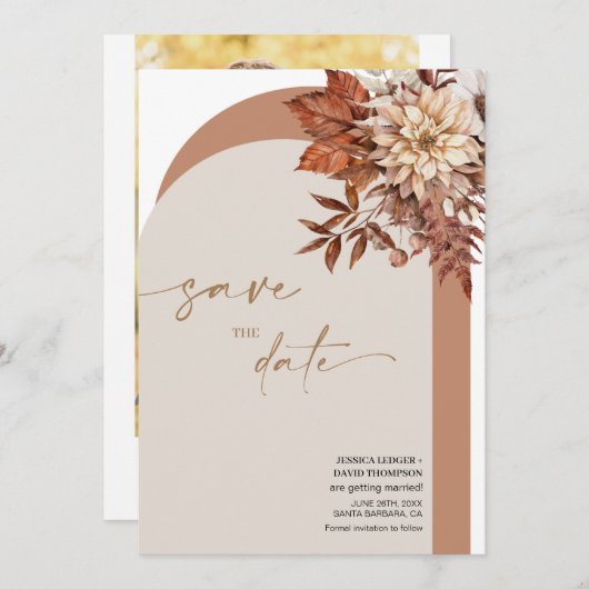 Rustikale Bohemische Terracotta Herbergsbahn Save Einladung (Vorne/Hinten)