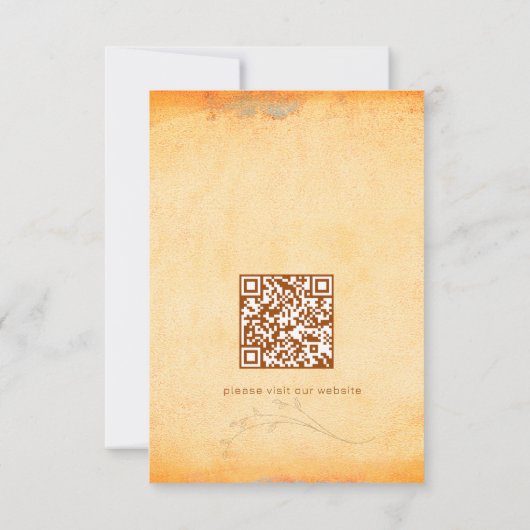 Rustikale Bohemische Toskana Herbsthochzeit QR RSVP Karte (Rückseite)